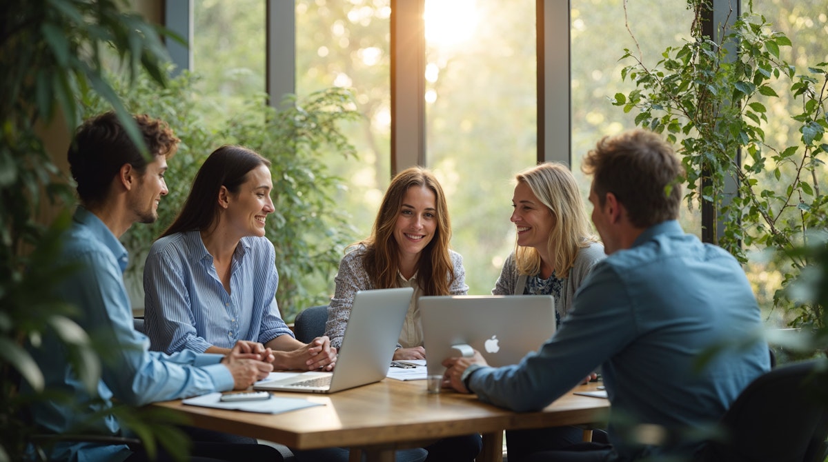 JanBask team in a collaborative office meeting